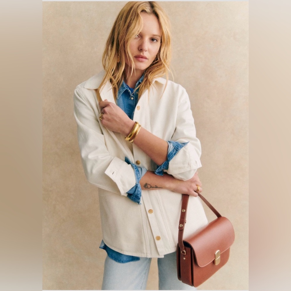 Sezane Will Cream Button-Front Jacket